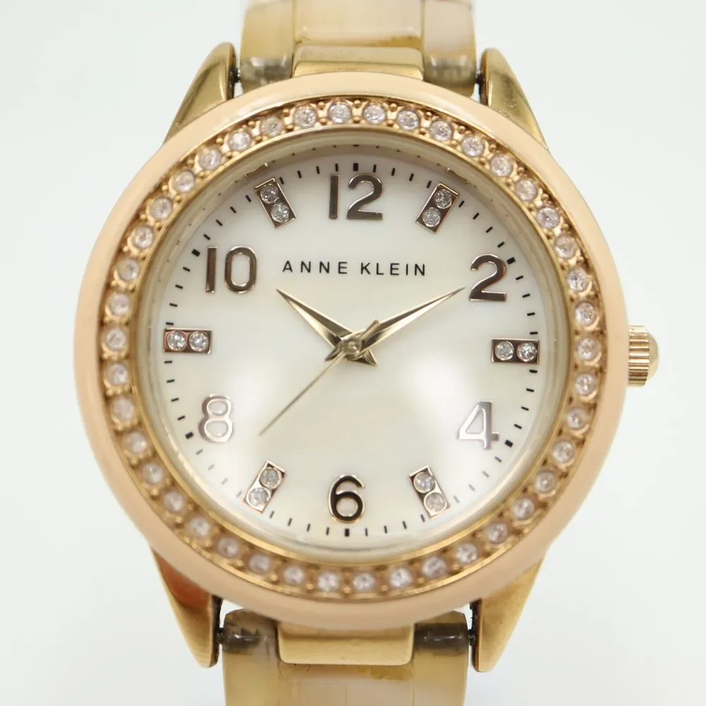 Anne Klein Women Watch 35mm MOP Gold Tone Acrylic SHORT Bracelet 5